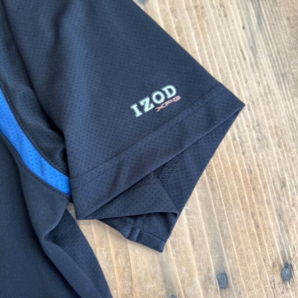 Izod Pro Series Golf Shirt Size L Black Blue Vented - Picture 2 of 9